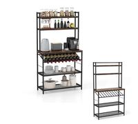 KOMFOTTEU Étagère de Cuisine à 6 Niveaux, Meuble Rangement, Support pour Bouteilles, Étagères pour Micro-Ondes avec Pieds Réglable et Dispositif Anti-retournement, 90 x 35 x 165 cm