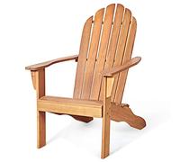 KOMFOTTEU Fauteuil Adirondack, Bois d’Acacia, Chaise de Jardin, Charge de 160 kg, Design Ergonomique, Chaise de feu de Camp, Sièges en Terrasse avec Dossier et Accoudoirs (Naturel)