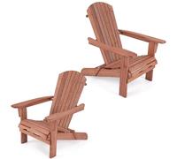 KOMFOTTEU Fauteuil Adirondack, Bois d’Acacia, Chaise de Jardin Pliable, Charge de 180 kg, Design Ergonomique, Chaise de feu de Camp, Sièges en Terrasse avec Dossier et Accoudoirs (Lot de 2, Naturel)