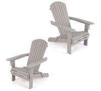 KOMFOTTEU Fauteuil Adirondack Pliable, Bois Acacia, Ergonomique, 2, Gris