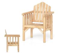 KOMFOTTEU Fauteuil de Jardin en Bois Massif, Chaise d'Extérieur, Charge de 150/300 KG, Design Ergonomique, Sièges de Terrasse, Assise à Lattes, pour Cour, Balcon, Parc (Naturel, 1 Place)
