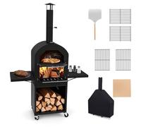 KOMFOTTEU Four à Pizza pour d'Extérieur avec 2 Couches, Four en Bois portable avec Sac de Transport, Pelle à Pizza, Grille, Thermomètre, Cuisson Pizzas pour Barbecue, Camping, Pique-nique