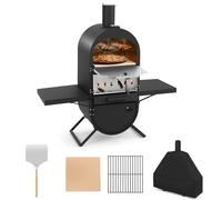 KOMFOTTEU Four à Pizza pour d'Extérieur avec 2 Couches, Four en Bois portable avec Sac de Transport, Pierre à Pizza, Pelle à Pizza, Grille, Thermomètre, Four à Pizza pour Barbecue, Camping
