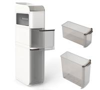 KOMFOTTEU Meuble de Rangement étroite avec 2 Tiroirs, Boîte à Mouchoirs, Étagère supérieure, Armoire de Stockage Gain de Place, Colonne de Salle de Bain en Plastique, 18 x 43 x 88 cm (Blanc)