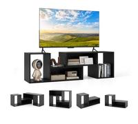 KOMFOTTEU Meuble TV Bois, 2 PCS Combination Libre, TV 60″ Max, Noir