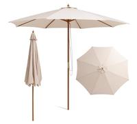 KOMFOTTEU Parasol de Jardin φ3m, Parasol de Balcon pliant, Parasols d’Extérieuren en Tissu polyester résistant au Vent avec 8 Baleines, idéal pour Terrasse, Picine, Café (Beige)