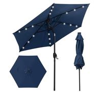 KOMFOTTEU Parasol de Jardin Exterieur, φ2,3 x 2,24 m, LED & Manivelle | Parasol de Balconavec, pliable et inclinable, Parasols de Cour en Tissu polyester, Support Fer, pour Terrasse, Piscine, Patio
