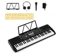 KOMFOTTEU Piano Numérique 61 Touches, 200 Rythmes, 200 Sons et 70 Démos, Clavier de Piano Électroniques, Touches Lumineuses pour Enfants, Adolescents, Pianos Électroniques avec Microphone & Casque