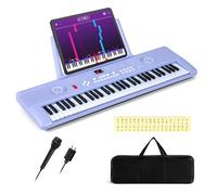 KOMFOTTEU Piano Numérique 61 Touches, Microphone, 10 Démo, Violet | Clavier de Piano Électroniques, 100 Rythmes & Sonorités, 10 Morceaux de démonstration, Piano Numérique avec Sac de Rangement
