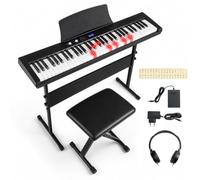 KOMFOTTEU Piano Numérique 61 Touches MIDI, Support réglable & Tabouret Noir