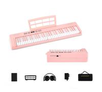 KOMFOTTEU Piano Numérique 61 Touches Multifonctionnel, Clavier de Piano Électroniques avec Microphone & Casque, Pianos Électroniques pliables avec Sac de Transport, 128 Sons & Rythmes (Rose)