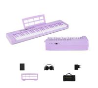 KOMFOTTEU Piano Numérique 61 Touches Multifonctionnel, Clavier de Piano Électroniques avec Microphone & Casque, Pianos Électroniques pliables avec Sac de Transport, 128 Sons & Rythmes (Violet)