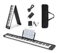 KOMFOTTEU Piano Numérique 88 Touches avec Fonction MIDI & Bluetooth, Clavier de Piano Électroniques Multifonctionnel, Piano Numérique pliable pour Debutant, avec Sac de Piano, noir