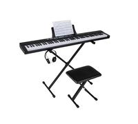 KOMFOTTEU Piano Numérique 88 Touches avec Support réglable & Tabouret, Touches lumineuses, Clavier de Pianos Électroniques avec Casque, Pédale et Pupitre, Piano Électronique, Sac de Transport (Noir)
