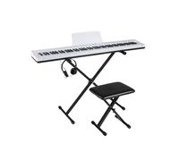 KOMFOTTEU Piano Numérique 88 Touches avec Support réglable & Tabouret, Touches lumineuses, Clavier de Pianos Électroniques avec Casque, Pédale et Pupitre, Piano Électronique, Sac de Transport (Blanc)