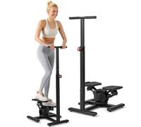 KOMFOTTEU Step Fitness CASA avec Guidon réglable en Hauteur, Entraîneur pour l'Entraînement Physique et Exercice, Pédales antidérapantes, Écran LCD, Appareil de Fitness pour Maison & Bureau, Noir