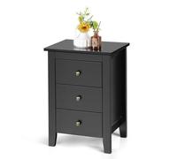KOMFOTTEU Table de Chevet à 3 Tiroirs, Table d'Appoint en Bois, 46 x 37 x 65 cm, Petite Commode, Poignées & Rails de Tiroirs Silencieux, idéal pour Salon, Chambre, Bureau (Lot de 1, Noir)