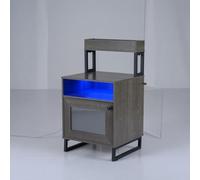 KOMFOTTEU Table de Chevet à LED avec 16 Couleurs & 4 Modes dynamiques, Table de Nuit, Mode d'Eclairage Réglable & Télécommande, Chevet de Lit, Pieds en Métal, pour Chambre, 45 x 40 x 80 cm (Gris)