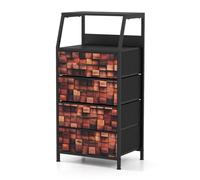 KOMFOTTEU Table de Chevet Style Industrielle avec 4 Tiroirs en Tissu, Meuble de Rangement Vertical, Cadre en Métal, Commode Haute, Table d’Appoint pour Chambre, Couloir, Salon, 40 x 29 x 83 cm