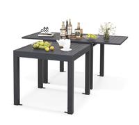 KOMFOTTEU Table de jardin extensible 80-160 cm, en aluminium pour 4-6 personnes, rectangulaire pour patio, terrasse, balcon (gris)