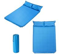 KOMFOTTEU Tapis de Couchage autogonflant pour Camping avec Coussin de Dossier, 190 x 130 cm, Matelas extérieur pour 2 Personnes, Tapis d’Isolation Thermique Pliable imperméable et Portable (Bleu)