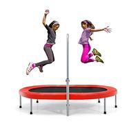 KOMFOTTEU Trampoline Double de Loisir pour Enfants, Poignée Réglable, Trampoline de Fitness Pliable, 154 x 90 cm (L x l), Rebondisseur Ovale pour Enfants et Adultes, Charge Maximum de 150kg (Rouge)
