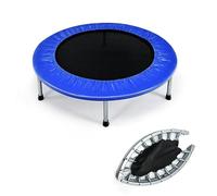 KOMFOTTEU Trampoline Mini Trampoline Ø97 cm, Trampoline de Fitness Pliable pour Enfants et Adulte, Capacité de 150 kg, avec Pieds Antidérapants pour Entraînement Intérieur (Bleu)