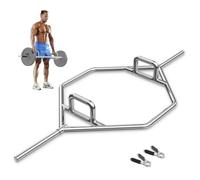 KOMFOTTEU Trap Bar Barre d'Haltères, Poignée Pliable, Charge 226KG, Barre de Soulevé de Terre en Acier avec Fermeture à Ressort, Barre Hexagonale pour Squats, convient aux Haltères Ø 25 mm (Argentée)