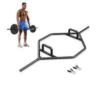KOMFOTTEU Trap Bar Barre d'Haltères, Poignée Pliable, Charge 226KG, Barre de Soulevé de Terre en Acier avec Fermeture à Ressort, Barre Hexagonale pour Squats, convient aux Haltères Ø 25 mm (Noir)