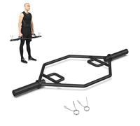 KOMFOTTEU Trap Bar Barre d'Haltères, Poignée Pliable, Charge 363 KG, Barre de Soulevé de Terre en Acier avec Fermeture à Ressort, Barre Hexagonale pour Squats, convient aux Haltères Ø 50 mm (Noir)