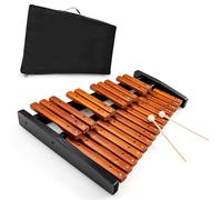 KOMFOTTEU Xylophone 25 notes bois, carillon avec 2 baguettes, percussion manuelle instrument de percussion avec sac de transport, instrument de musique pour enfants adultes