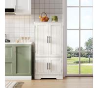KOMHTOM Armoire de Cuisine Multifonctionnelle Rangement 60×40×120 cm avec Lampe à LED et Plusieurs étagères - Buffet en Bois pour Cuisine et Salon (Blanc-A)