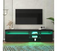 KOMHTOM Armoire TV moderne blanche et noire - Buffet avec six compartiments de rangement - Armoire polyvalente pour salon et chambre à coucher - 180 x 35 x 45 cm - Noir