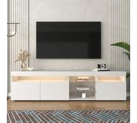 KOMHTOM Armoire TV moderne blanche et noire - Buffet avec six compartiments de rangement - Armoire polyvalente pour salon et chambre à coucher - 180 x 35 x 45 cm - Blanc