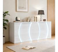 KOMHTOM Buffet Brillant, Meuble de Rangement, Commode, 150x40x70cm | Meuble de Salon,Buffet Salle a Manger,3 Portes,éclairage LED, étagères réglables,pour Salon,Chambre,Couloir,l'entrée