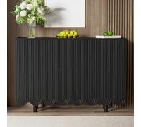 KOMHTOM Buffet noir exquis Armoire de rangement polyvalente avec quatre portes Armoire de couloir moderne et minimaliste (noir)