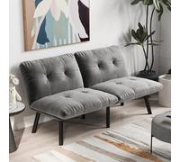 KOMHTOM Canape 2 Places Convertible, Canapé-lit Multifonctionnel Moderne, Tissu Velours, Dossier Réglable Individuellement, 160 x 102 x 78cm (Gris)