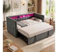 KOMHTOM Canapé lit 90x200 avec Un lit gigogne 90x190, canape lit 2 Places Convertible avec sommier à Lattes lit capitonné Cadre de lit (Gris foncé-2)