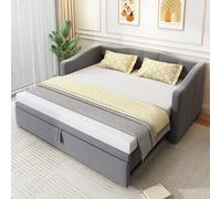 KOMHTOM Canapé-lit Convertible 90/180 x 200cm avec Lit Gigogne, Lit Simple Rembourré avec Sommier à Lattes, pour Salon et Chambre à Coucher(sans Matelas) (Gris)