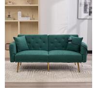 KOMHTOM Canapé-lit Convertible en Chenille avec Dossier Réglable, Ports USB/Type-C, Support, 6 Pieds de Métal - Canapé Multifonctionnel Moderne pour Salon et Bureau (Vert)