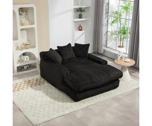 KOMHTOM Canapé-lit Moderne, Canapé Sol pour Les Paresseux, avec 3 Coussins, sans Installation, Idéal pour Chambre, Salon ou cinéma Maison (Noir)