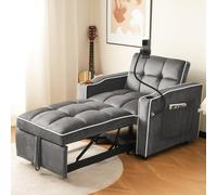 KOMHTOM Canapé-lit Simple Extensible avec Porte-gobelet et Support pour Téléphone Portable, Fauteuil avec Poche de Rangement Latérale, pour Salon, Chambre à Coucher (Gris foncé Antique)