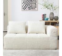 KOMHTOM Canapé Moderne 2 Places en L avec Poche Latérale et Rembourrage Doux, Canapé d'angle Moderne avec 2 Coussin Lombaire, Chenille Douce pour La Peau (Beige)
