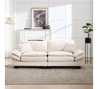 KOMHTOM Canapé Moderne 2 Places en Velours avec 2 Appuis-Tête et Coussins, Canapé Confortable avec Cadre en Bois et Pieds Noirs, Fauteuil de Relaxation pour Le Salon (Beige)