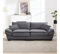 KOMHTOM Canapé Moderne 2 Places en Velours avec 2 Appuis-Tête et Coussins, Canapé Confortable avec Cadre en Bois et Pieds Noirs, Fauteuil de Relaxation pour Le Salon (Gris foncé-D)