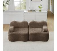 KOMHTOM Canapé Modulable en Velours, Canapé Compressé 2 à 4 Places pour Salon, Coussin d'assise Confortable en Mousse Haute Densité 32D, Aucun Montage Requis (Marron, 2 Places)