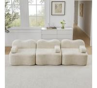 KOMHTOM Canapé Modulable en Velours, Canapé Compressé 2 à 4 Places pour Salon, Coussin d'assise Confortable en Mousse Haute Densité 32D, Aucun Montage Requis (Blanc, 3 Places)