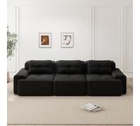 KOMHTOM Canapé Modulable en Velours Côtelé, Canapé Compressé 2 à 4 Places pour Salon, DIY Libre Canapé, Coussin d'assise Confortable en Mousse Haute Densité 32D (Noir, 3 Places)
