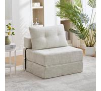 KOMHTOM Canapé Pliant Portable, Canapé-lit Simple avec Dossier, Tissu Chenille, Emballage sous Vide par Compression, pour Salon, Chambre à Coucher (Beige)