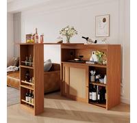 KOMHTOM Central Cuisine Table Extensible Meuble de Rangement Cuisine avec Deux Portes de Placard et Un Compartiment de Rangement Ouvert, Table d'appoint Pliante Vintage Meubles de Bar